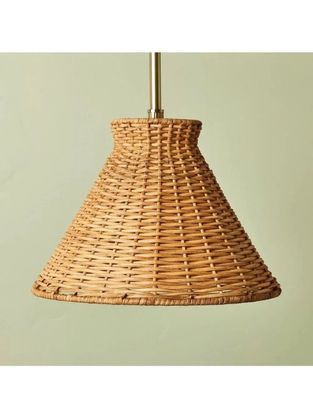 Hearth & Hand Rattan Shade & Brass Pendant Ceiling Lamp Adjustable to 61